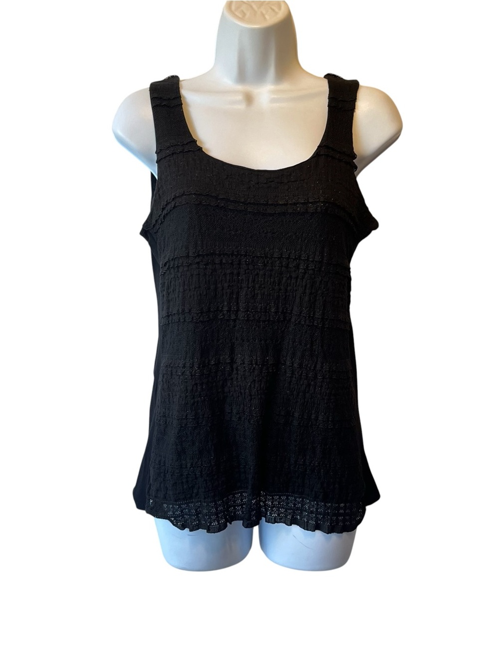 Cache Cache Vintage Y2K Sleeveless tank top Lace trim Black Small womens